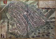 Map of Amsterdam from Civitates Orbis Terrarum by Georg Brau and Frans Hogenburg REMBRANDT Harmenszoon van Rijn